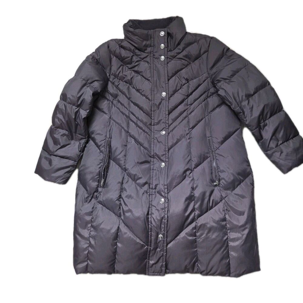 London Fog Womens Down Puffer Coat Plum Purple Snap Zip Jacket Size M EUC - Picture 1 of 11